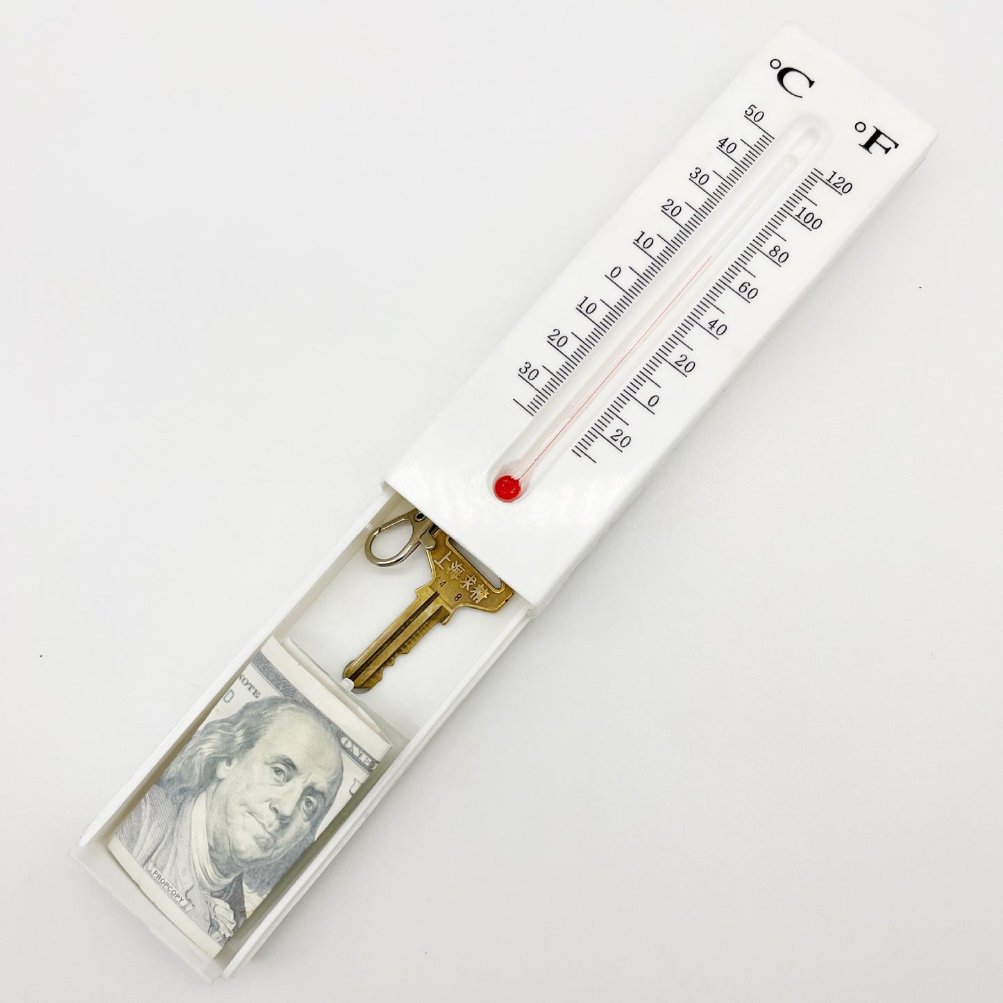 2-Pack Outdoor Fake Thermometer Diversion Safe - Hidden Key, Money, Medicine Hiding Box