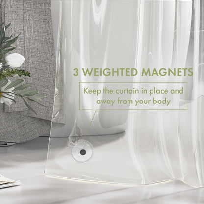 Heavy-Duty Clear PEVA Shower Curtain Liner with 3 Magnets - Waterproof & Easy-Clean Bathroom Liner with Hooks