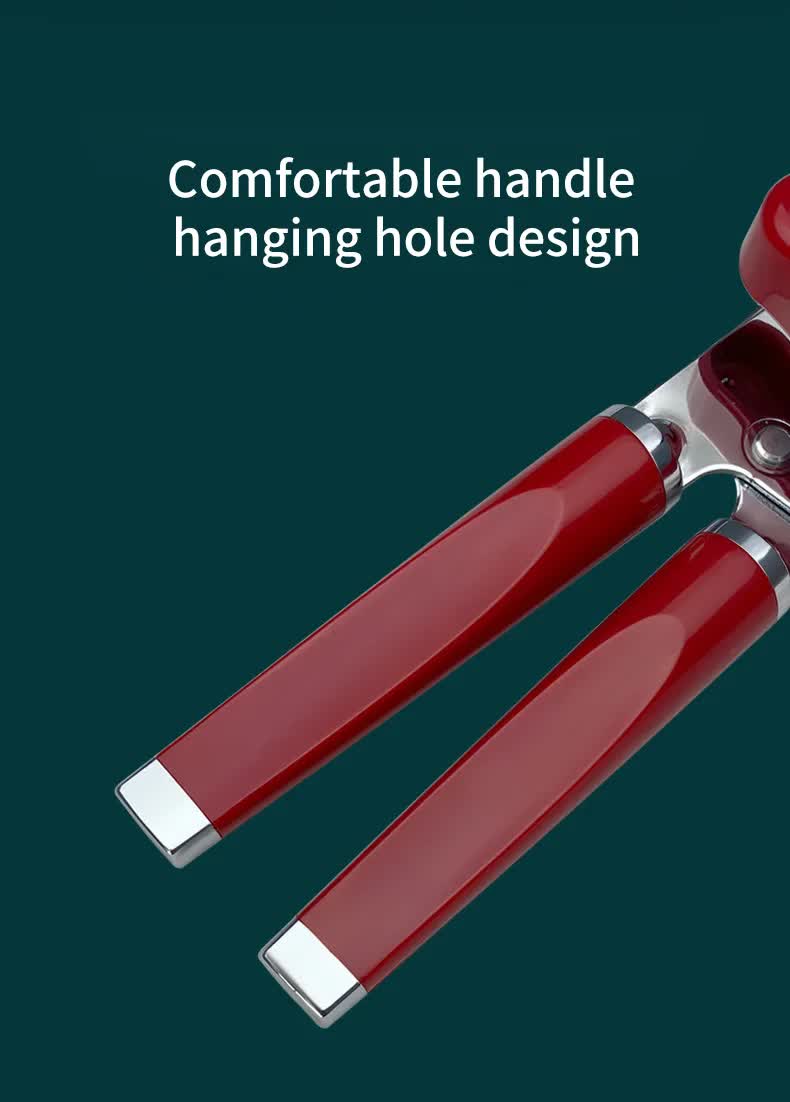 Red (2-Pack) Heavy-Duty Manual Can Opener - Ergonomic 3-in-1 Tool with Stainless Steel Cutter & Bottle Opener