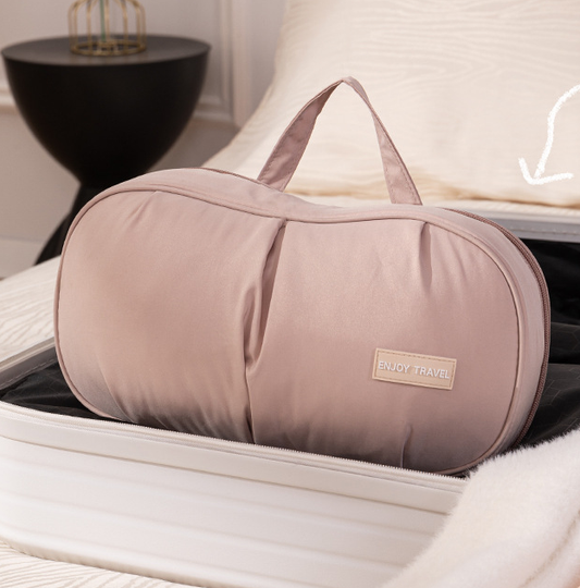 Pink Portable Underwear Travel Organizer Bag - Bra & Lingerie Storage, Anti-Deformation Case for Business Trips