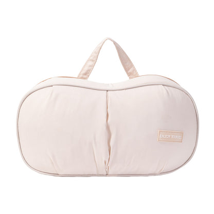 Beige Portable Underwear Travel Organizer Bag - Bra & Lingerie Storage, Anti-Deformation Case for Business Trips