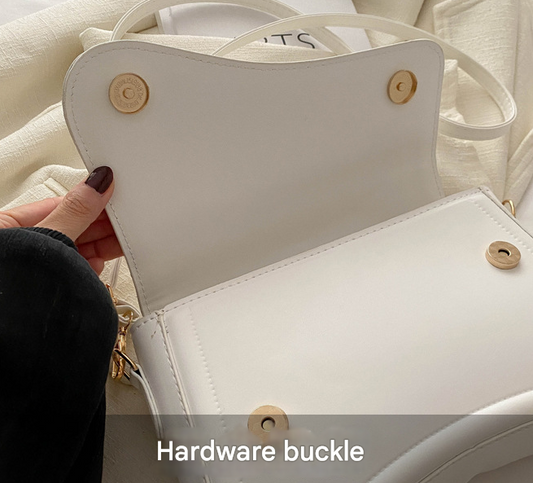 White Minimalist Chic Shoulder Bag - Simple Crossbody Handbag for Women (24.5x6x16.5 cm, 0.3KG)