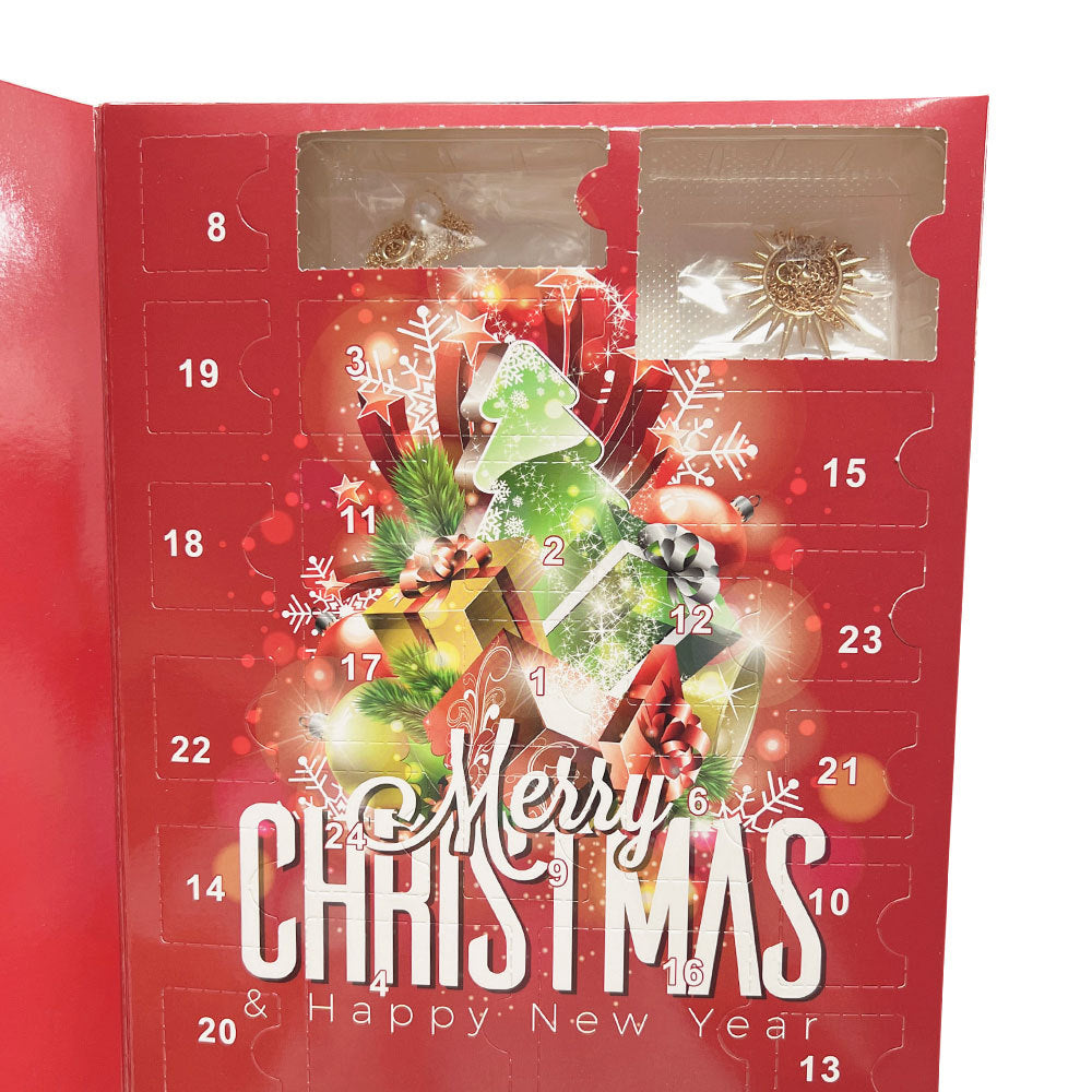 Christmas Jewellery Advent Calendar 24 Day Countdown Blind Box Set Includes Earrings Rings Necklaces and Bracelets Festive Gift for Her