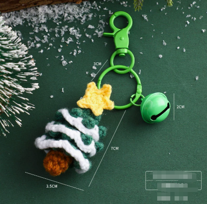 Handmade Christmas Crochet Keychain Knitted Yarn Keyring with Floating Display Case Festive Bag Charm Ideal for Kris Kringle and Stocking Stuffers