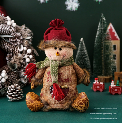 3 Pack Christmas Plush Treat Bags Santa Snowman Reindeer Gift Sacks with Heart Window Cute Holiday Candy Holders Ideal for Kids Parties