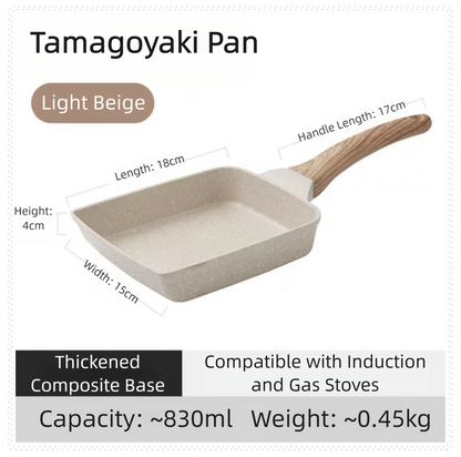 White Rectangular Non-Stick Frying Pan 19×14×4cm - Open, Induction & Gas Compatible
