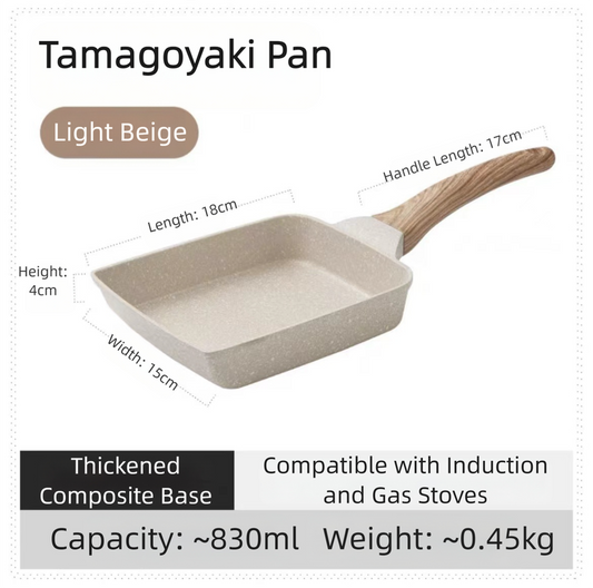 White Rectangular Non-Stick Frying Pan 19×14×4cm - Open, Induction & Gas Compatible