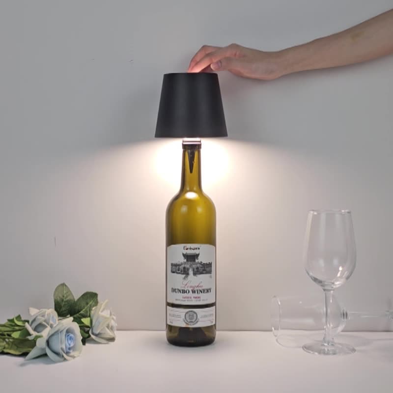 Deep-Blue Cordless Tri-Color Wine Bottle LED Lamp