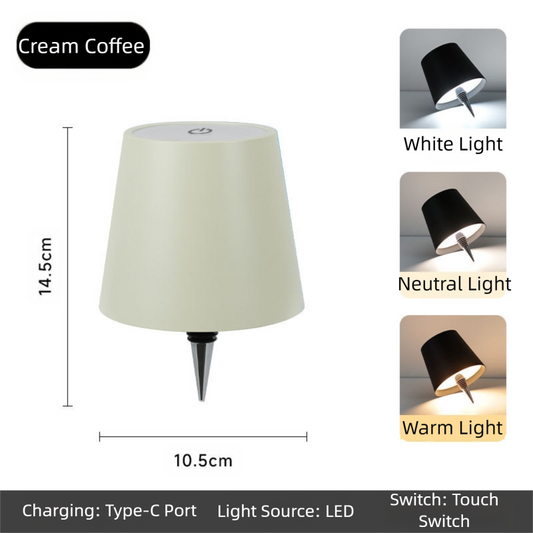 Cream-Coffee Cordless Tri-Color Wine Bottle LED Lamp