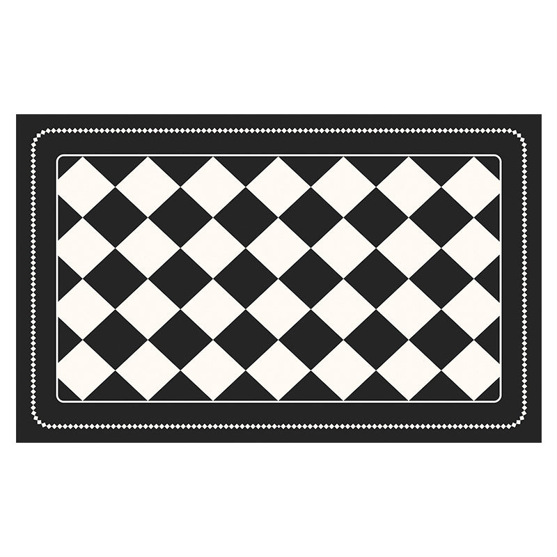 Black Checkered Design Loofah Texture Shower Mat (40x80cm) - Non-Slip PVC Bathroom Floor Mat, Quick-Draining, Anti-Mould & Massage Pad