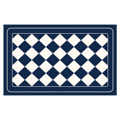 Dark Blue Checkered Design Loofah Texture Shower Mat (50x80cm) - Non-Slip PVC Bathroom Floor Mat, Quick-Draining, Anti-Mould & Massage Pad