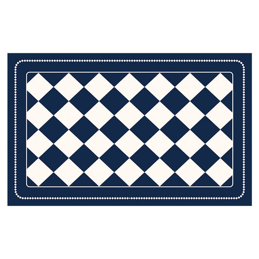 Dark Blue Checkered Design Loofah Texture Shower Mat (50x80cm) - Non-Slip PVC Bathroom Floor Mat, Quick-Draining, Anti-Mould & Massage Pad