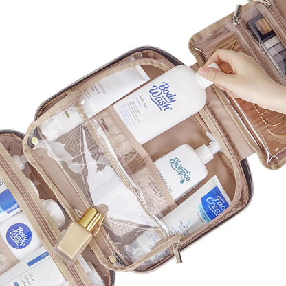 Green Large Capacity Hanging Toiletry Bag for Women(30.5 x 22.5 x 12 cm) - Checked Pattern Waterproof Cosmetic Organizer, Dry/Wet Separation & Multi-Compartment