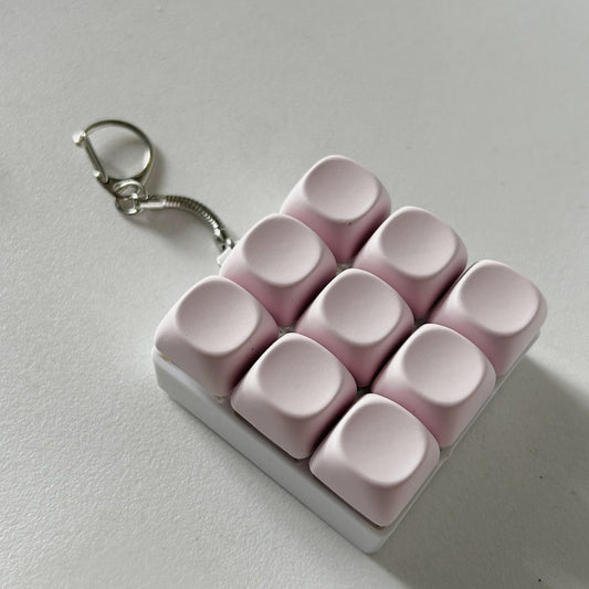 2-Pack Light Pink Mechanical 9-Keyboard Fingertip Toy Keychain - Key Pressure Relief, PVC Fingertip Toy