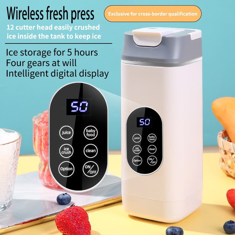 White Portable Wireless 420ML Blender Bottle (8.7x8.7x23.2CM) - 12-Blade Crushing Power, Self-Cleaning, USB Rechargeable for Juices & Smoothies
