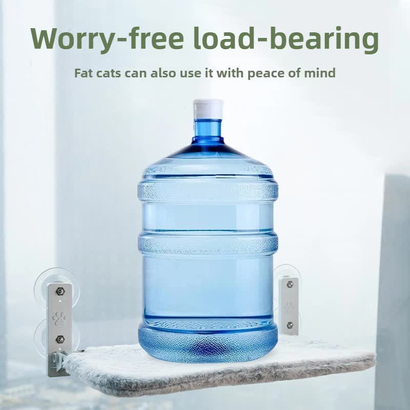 Foldable Window Faux Rabbit Fur Cat Perch(52 x 30 cm) - Warm Soft Plush Hammock with Strong 85mm Dual Suction Cups for Indoor Pets