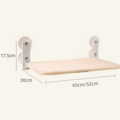 Foldable Window Faux Rabbit Fur Cat Perch(52 x 30 cm) - Warm Soft Plush Hammock with Strong 85mm Dual Suction Cups for Indoor Pets