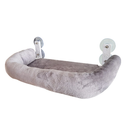 Foldable Window Thickened Plush Cat Perch(52 x 30 cm) - Warm Soft Plush Hammock with Strong 85mm Dual Suction Cups for Indoor Pets