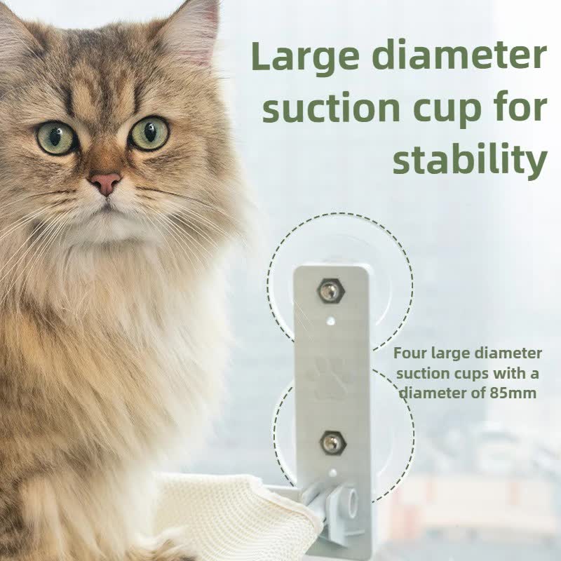 Foldable Window Grey Breathable Mesh Cat Perch(52 x 30 cm) - Cat Hammock with 85mm Strong Dual Suction Cups for Indoor Cats