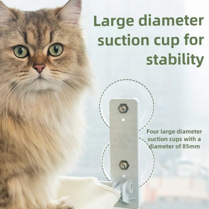Foldable Window Grey Breathable Mesh Cat Perch(52 x 30 cm) - Cat Hammock with 85mm Strong Dual Suction Cups for Indoor Cats