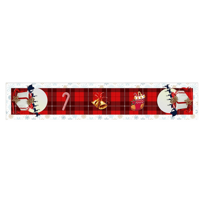 Style-3 New Year & Christmas Table Runner(33 x 180 CM) - Festive Linen Tablecloth, Digital Print Christmas Decor