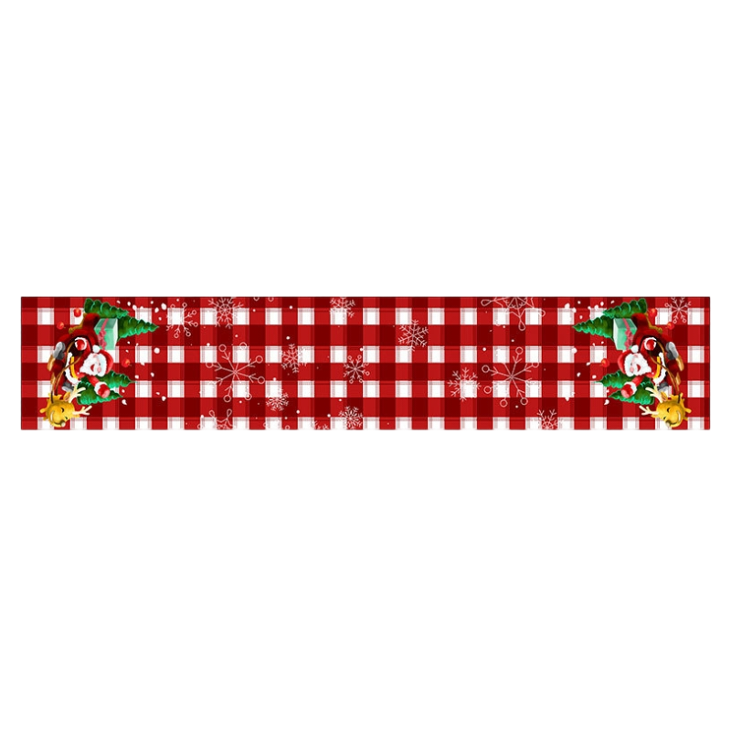 Style-5 New Year & Christmas Table Runner(33 x 180 CM) - Festive Linen Tablecloth, Digital Print Christmas Decor