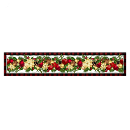 Style-6 New Year & Christmas Table Runner(33 x 180 CM) - Festive Linen Tablecloth, Digital Print Christmas Decor