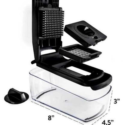 18-Piece Black-White Multi-Function Vegetable Chopper & Slicer Set - Rotary Grater with 5 Muti-Style Stainless Steel Blades for Home Kitchen