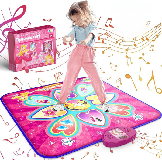 Purple Wireless Kids Electronic Princess Dance Mat & Music Playmat(90x90CM) - 7 Modes Foot Game Pad Toy with Digital Score Display
