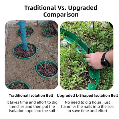 Black L-Shape PE Landscape Edging Roll Kit (10CM Height x 10M Long) - Anti-Root Lawn & Garden Divider with 30 Ground Stakes