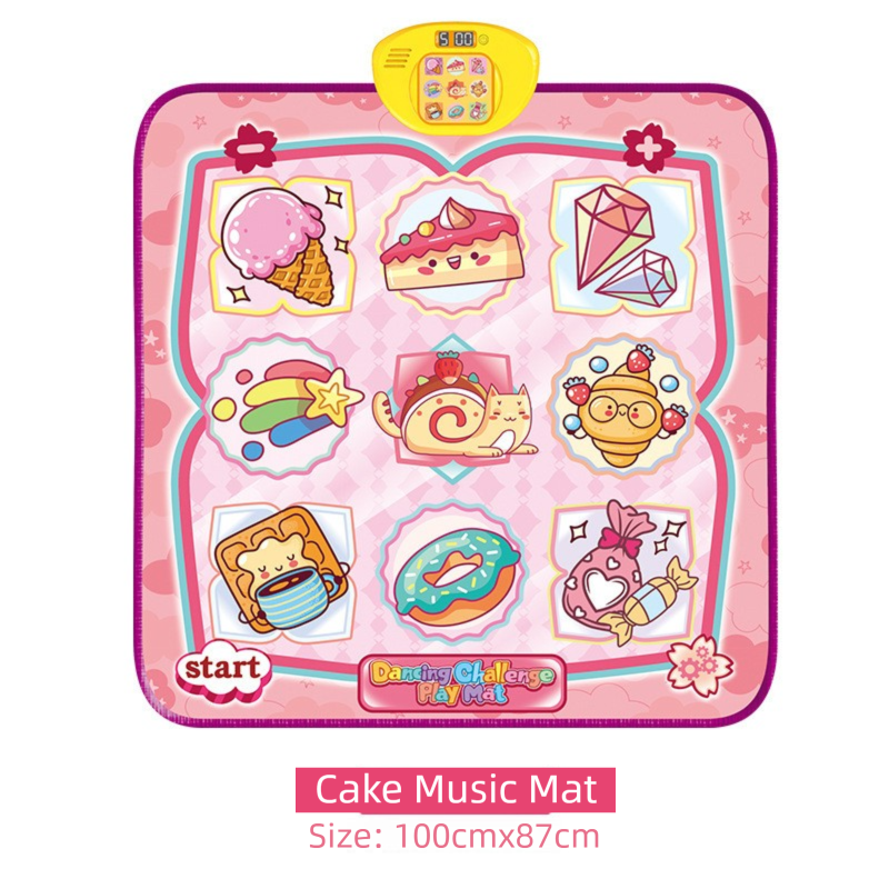 2-Pack Kids Multifunctional Electronic Dance Mat(100x87CM) - Dessert & Pink Ornament Theme Play Mat with Sound Recognition for Early Education and Physical Exercise