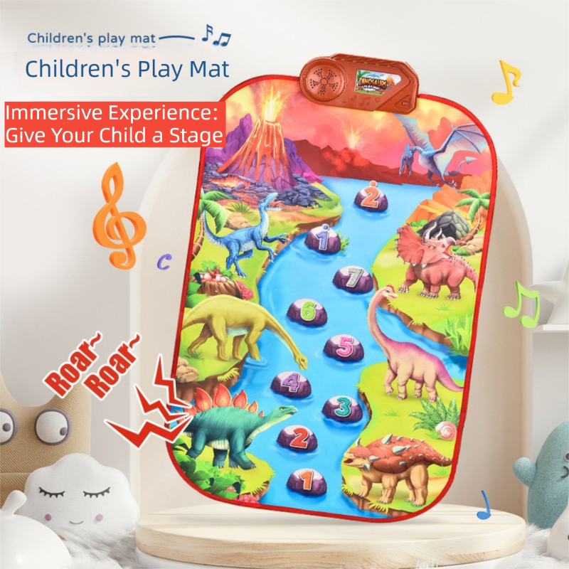 2-Pack Kids Multifunctional Electronic Dance Mat(52x86CM) - Dinosaur & Transport Theme Play Mat with Sound Recognition for Early Education and Physical Exercise