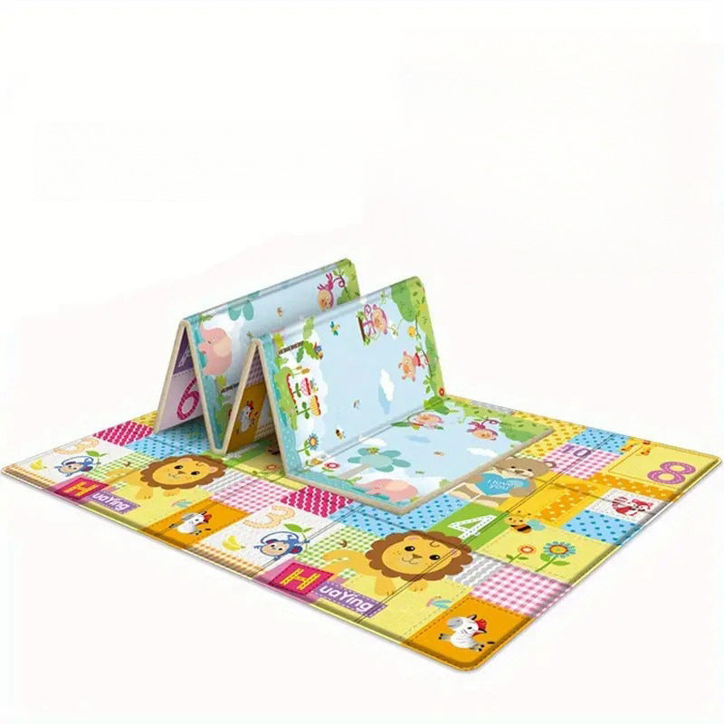 Green Large Foldable Baby Play Mat - Thick, Waterproof & Reversible XPE Foam Mat for Tummy Time & Crawling