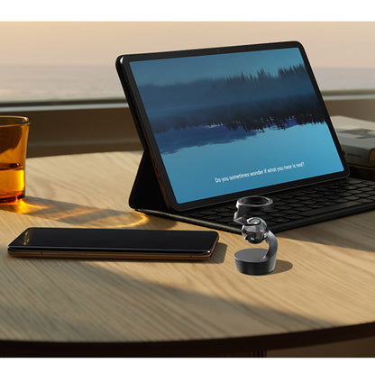 Silver gyroscope and gold beads Kinetic Levitating Desk Toy - Silent Spinning Floating Gyroscope for Stress Relief & Office Decor