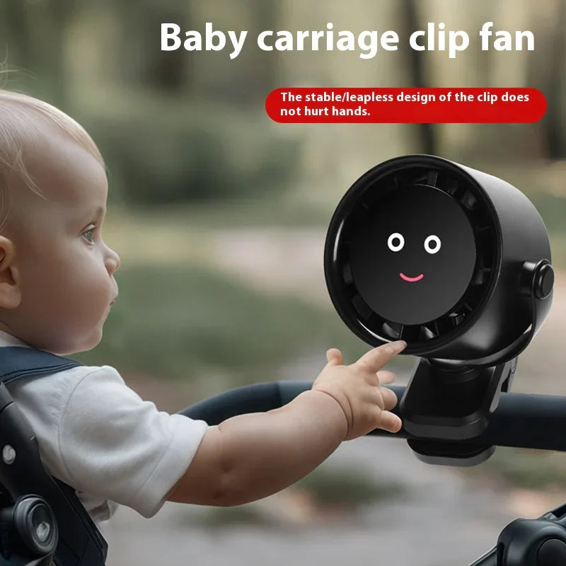 White Portable Stroller Fan with LED Display - Bladeless Safety Clip-On Fan for Baby & Desk (4000mAh, 360 degree Rotation)