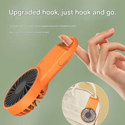 2-PCS Green New Portable Handheld Air Cooler Fan - Foldable Desktop USB Rechargeable Mini Fan with Climbing Buckle