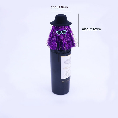 5-PCS Purple Halloween Party Wine Bottle Hats - Spooky Creative Bottle Decorations, Approx. 8x12cm