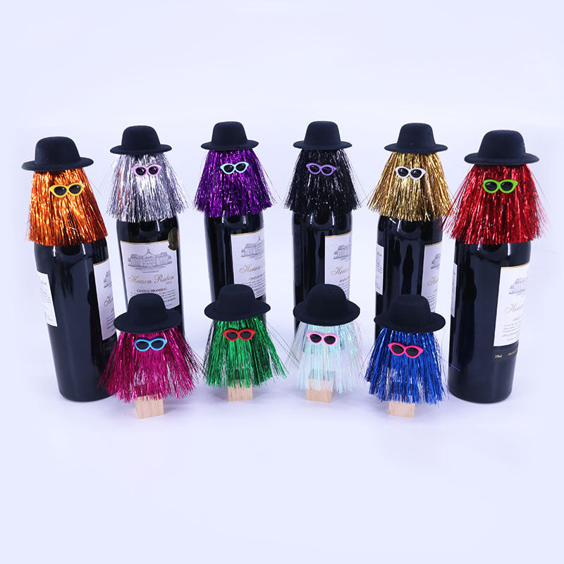 5-PCS Bronze color Halloween Party Wine Bottle Hats - Spooky Creative Bottle Decorations, Approx. 8x12cm