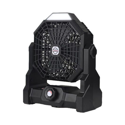 Black Portable Outdoor Camping Fan with LED Light - Rechargeable USB Tent Fan for Australia