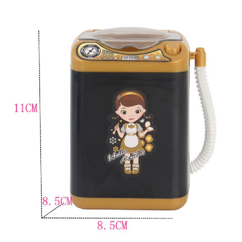 Black Kids Mini Electric Toy Washing Machine with Spin Dryer Basket - Pretend Play Appliance