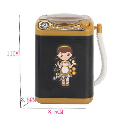 Black Kids Mini Electric Toy Washing Machine with Spin Dryer Basket - Pretend Play Appliance