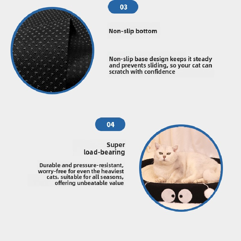 Round black coal balls Large Cat Scratcher Bed 2 in 1 Sisal Scratching Pad & Plush Lounge Nest Durable Claw Grinder Mat for Indoor Cats