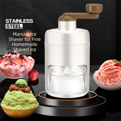 White Portable Manual Ice Crusher Hand Crank Shaved Ice Machine for Home Kitchen DIY Snow Cone Smoothie and Slushie Maker