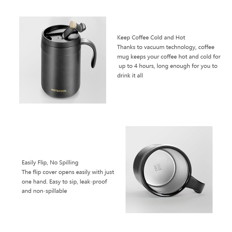 White Portable Pour Over Coffee Maker Set Insulated Stainless Steel Travel Mug with Reusable Drip Filter and Spoon 3 Piece Kit