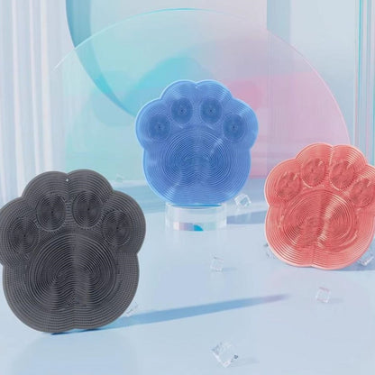 2-PCS Blue cat PAWS Non-Slip TPE Shower Mat with Foot Scrubber and Suction Cups Large Massage Bath Mat for Bathroom 30cm x 30cm