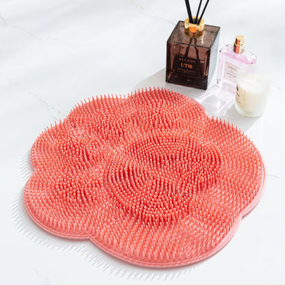 2-PCS Pink cat PAWS Non-Slip TPE Shower Mat with Foot Scrubber and Suction Cups Large Massage Bath Mat for Bathroom 30cm x 30cm