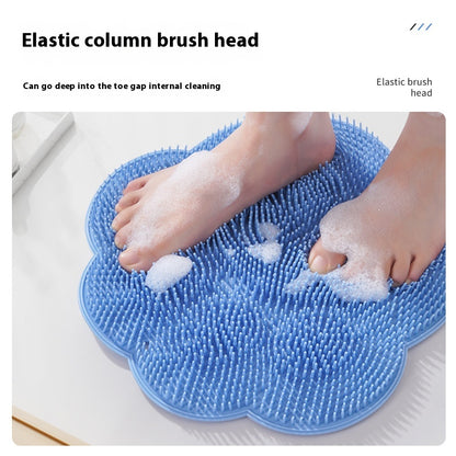 2-PCS Khaki cat PAWS Non-Slip TPE Shower Mat with Foot Scrubber and Suction Cups Large Massage Bath Mat for Bathroom 30cm x 30cm