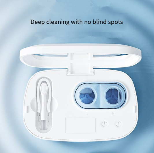 White-to-green gradient  Ultrasonic Contact Lens Cleaner Machine Automatic Washer Case with UV Light LED Display 4 Timer Modes Type-C Rechargeable Portable for Travel