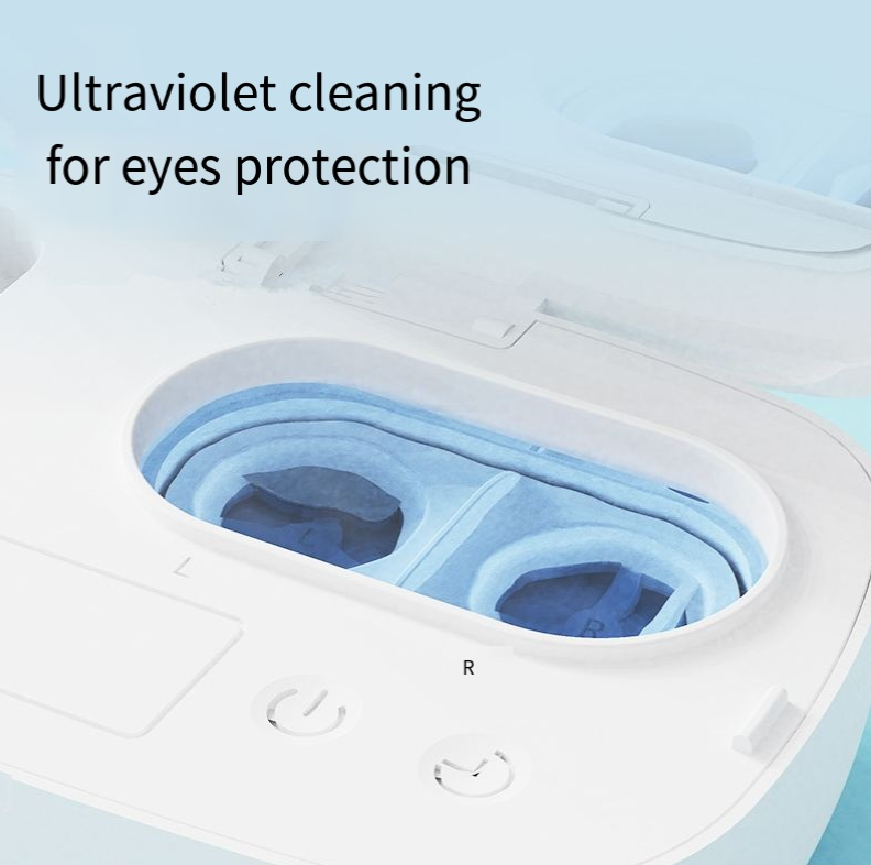 White-to-green gradient  Ultrasonic Contact Lens Cleaner Machine Automatic Washer Case with UV Light LED Display 4 Timer Modes Type-C Rechargeable Portable for Travel