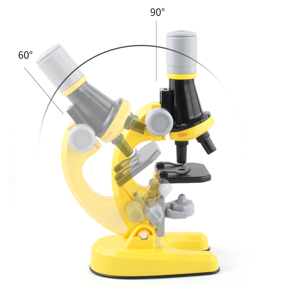 Orange Kids Biological Microscope Kit 100x 400x 1200x LED Magnification STEM Science Toy for School Students with Sample Slides